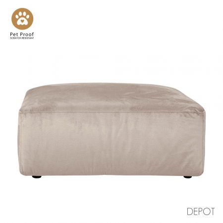 Mese in Stil Minimalist - Taburet bej Box cu tapițerie rezistentă, design modern, formă cubică