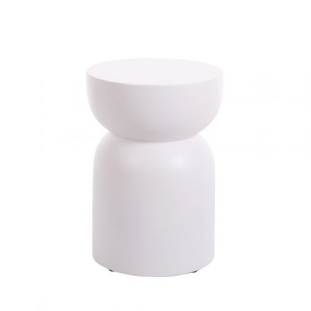 Minimalist - taburet Bacoli alb – ciment mat, formă rotundă, stil minimalist