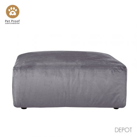 Fotolii in Stil Scandinav - Taburet gri Box din material textil rezistent și design cubic