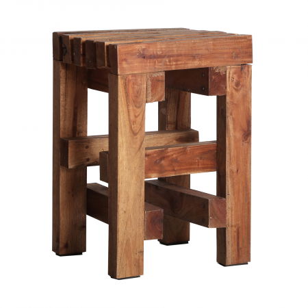 Scaune in Stil Rustic - Taburet lemn mahogany etnic|Mobilier living premium