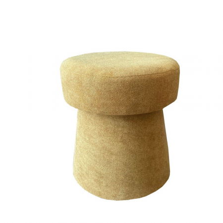 Fotolii in Stil Scandinav - Taburet muștar Corcho cu tapițerie chenille și formă rotundă