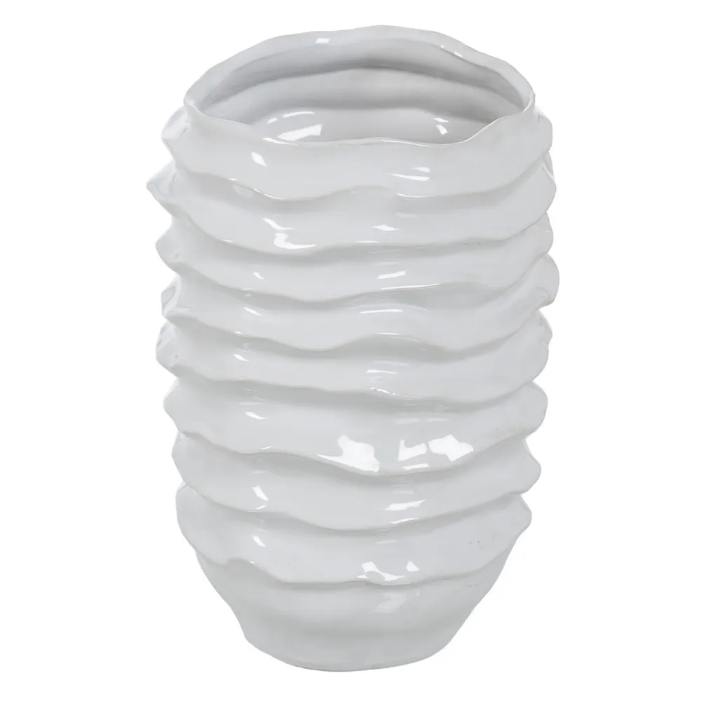 Obiecte decorative - Vaza Ceramica Alba Waves - creativdeco.ro