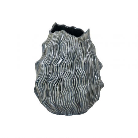 Boho - Vaza albastra ceramica pentru flori sau decor boho|Vaze rotunde pentru decoruri moderne