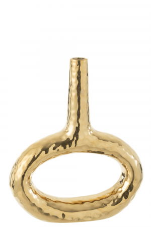 Vaze - Vaza Oval Hole, portelan auriu - CreativDeco.ro