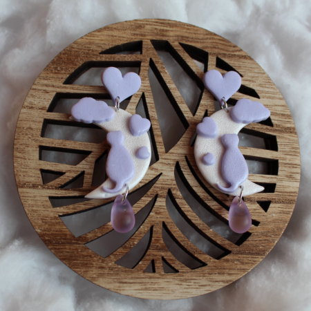 Valentine - Cercei - Pisica de pe Luna - Mov Deschis