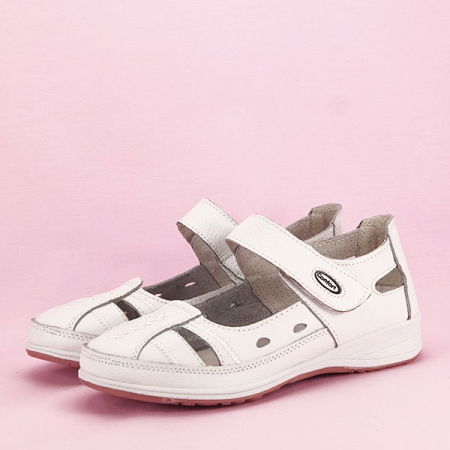 Mocasini si balerini - Balerini piele naturala Aurora alb M5