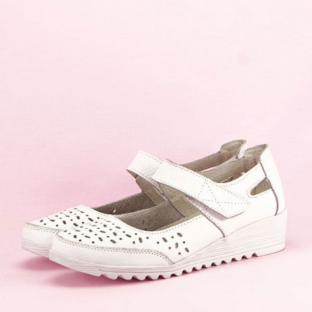 Mocasini si balerini - Balerini piele naturala Corina albi M4