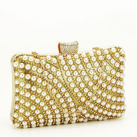 Clutch - Geanta clutch auriu cu strasuri B-BYH-802 05
