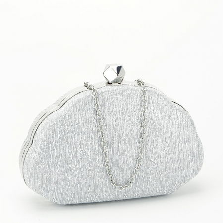 Clutch - Geanta clutch cu sclipici B-BHY-5041 05 Argintiu
