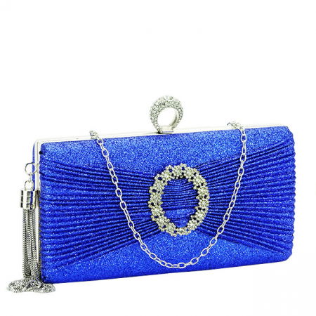 Clutch - Geanta clutch albastru cu brosa B-BYH8815 05