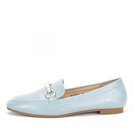 Mocasini si balerini - Mocasini albastru pal cu perle Meredith