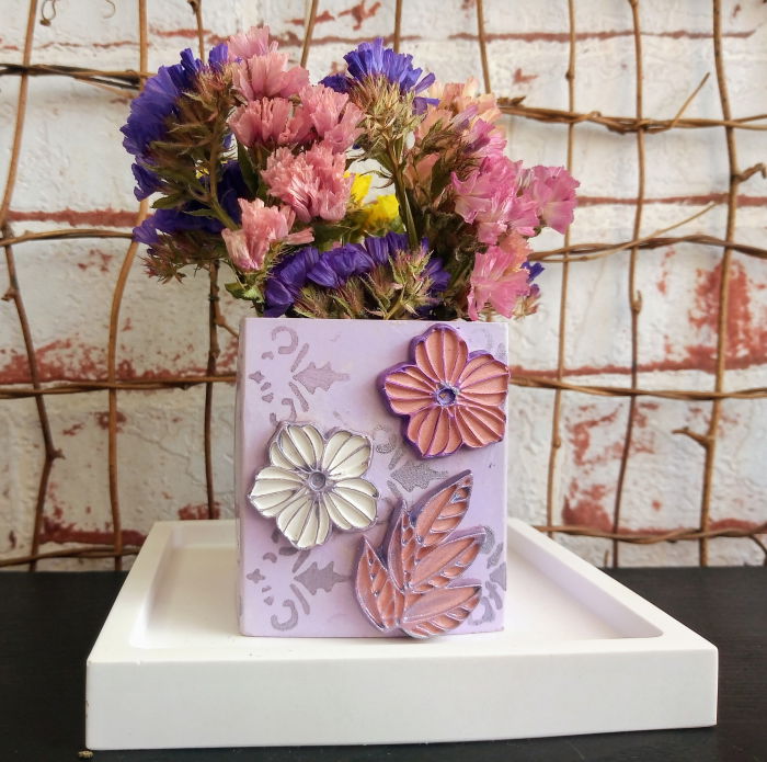 Set decorativ pahar mov cu floricele [4]