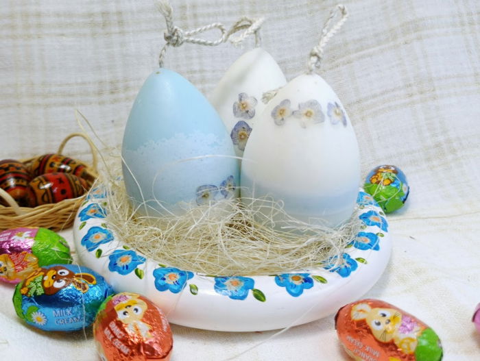 3 lumanari  " ousoare parfumate " + farfurie cu florile albastre din ceramica handmade [7]