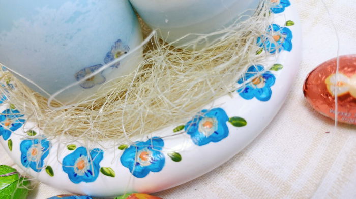 3 lumanari  " ousoare parfumate " + farfurie cu florile albastre din ceramica handmade [5]