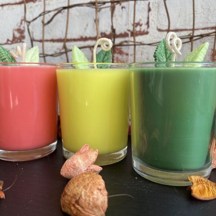 Set trei  lumanari " Rasta cu frunze " [5]