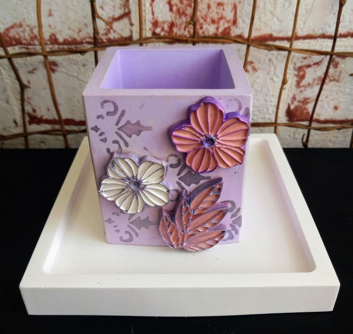 Set decorativ pahar mov cu floricele [5]