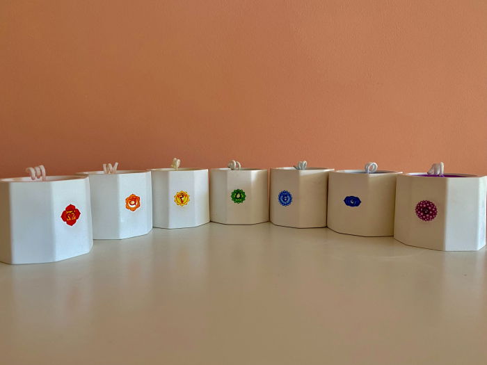 Set lumanari " 7 Chakre "  in recipient ceramic mic. [2]