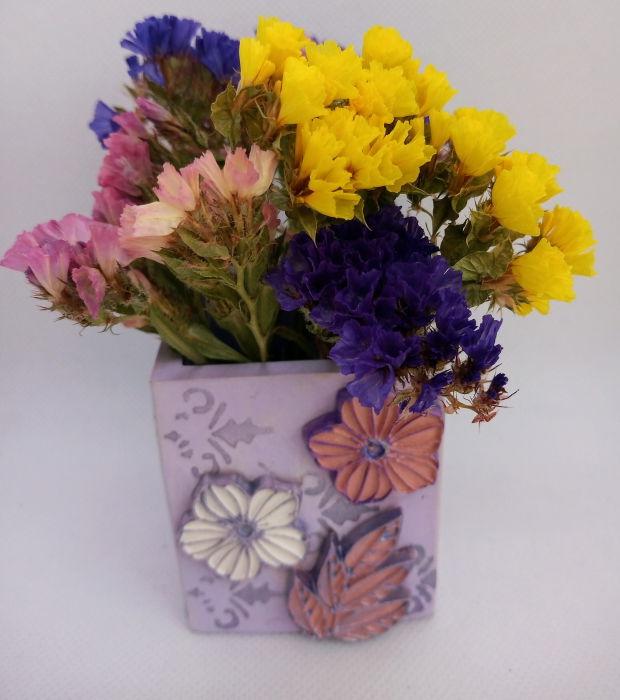 Set decorativ pahar mov cu floricele [12]