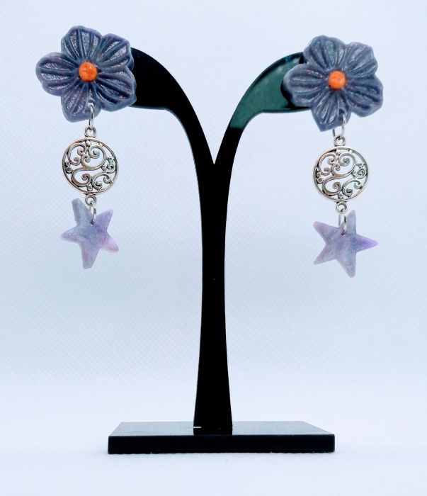 Cercei mov flori si stele [1]
