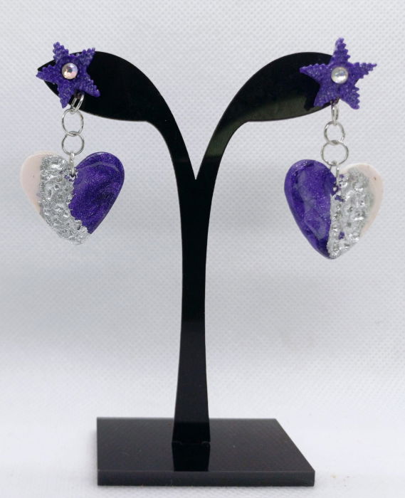 Cercei inimioare cu stelute mov [1]
