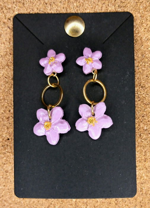 Cercei floricele mov, accesorii din otel inoxidabil. [1]