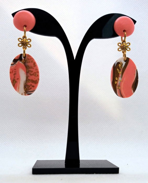 Cercei roz cu accesorii aurii [1]