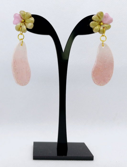 Cercei "picături de ploaie" roz-aurii. [1]