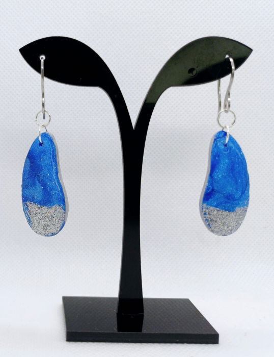 Cercei "picături de ploaie" albastru argintiu [1]