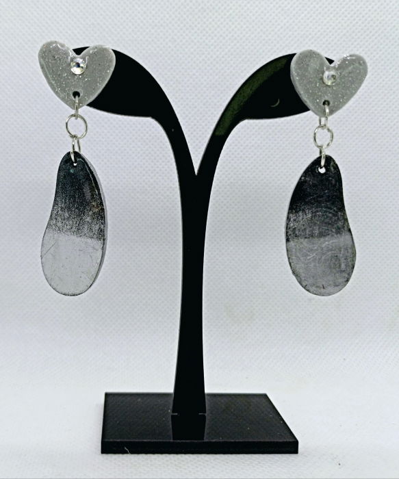 Cercei "picături de ploaie" negri-argintii [1]