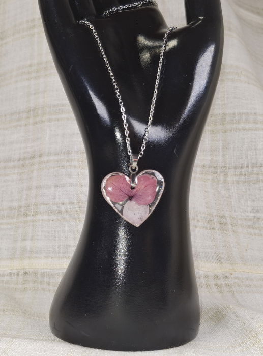 Set lanțisor și cercei  'hortensie roz' [5]