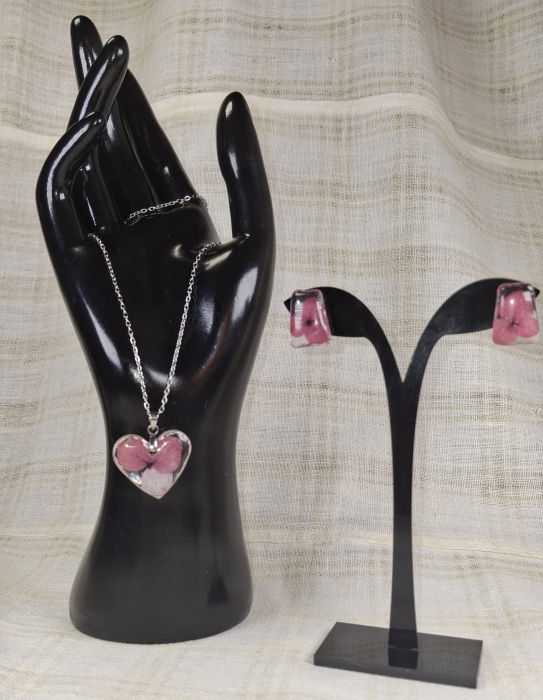 Set lanțisor și cercei  'hortensie roz' [4]