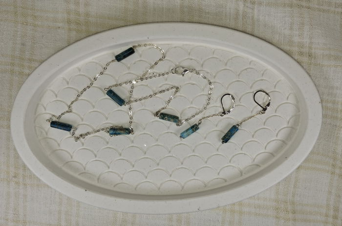 Set elegant din jasp imperial albastru - colier si cercei [4]