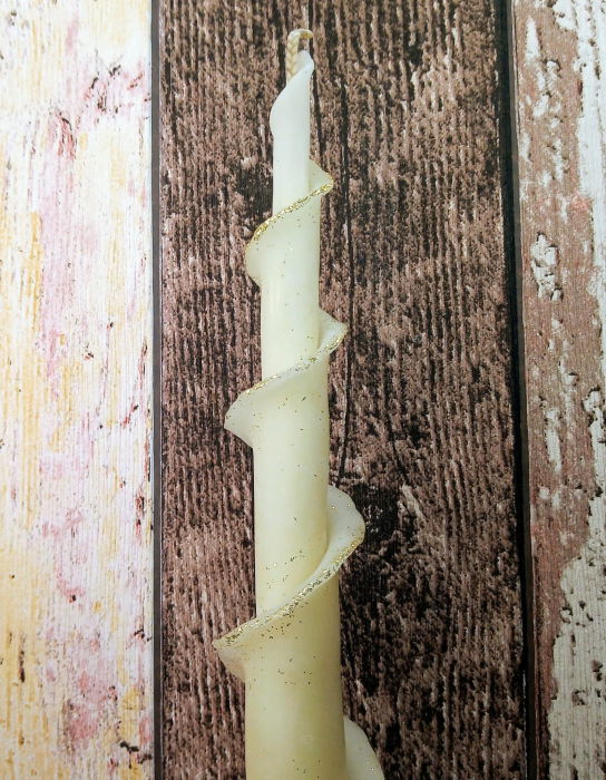 Lumanare decorativa din ceara naturala de albine + suport rotund din ceramica handmade [2]