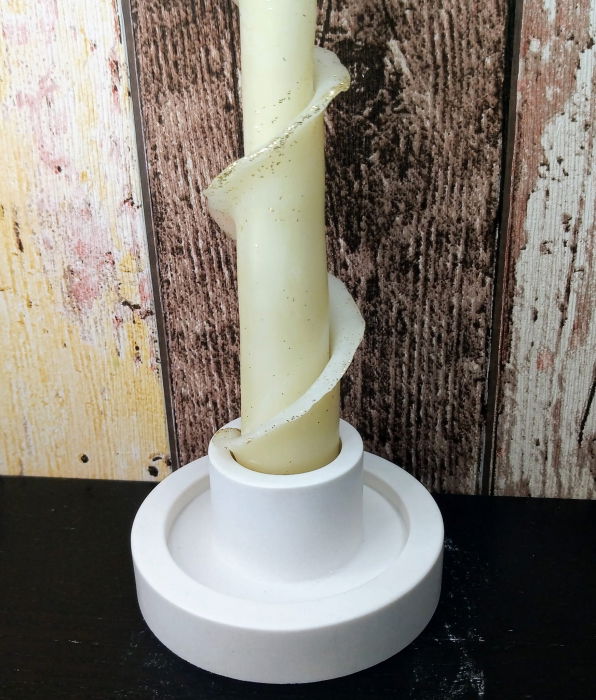 Lumanare decorativa din ceara naturala de albine + suport rotund din ceramica handmade [3]