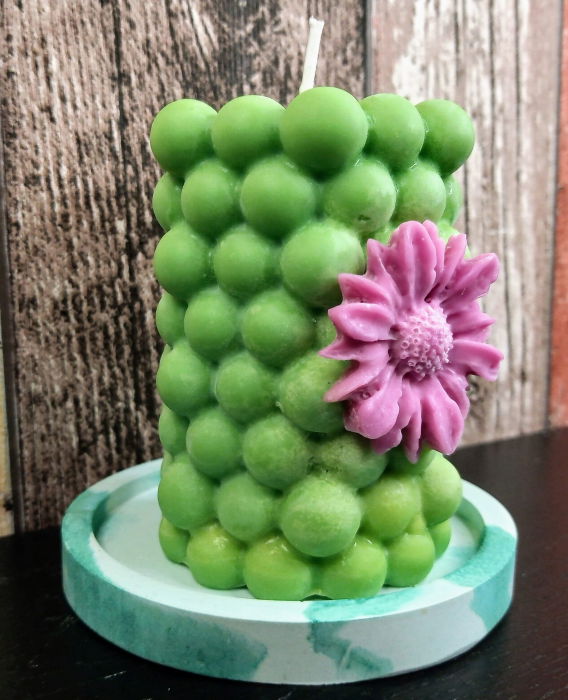 Lumanare parfumata din ceara de soia ecologica + farfurie ceramica handmade [2]