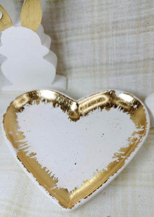 Ou alb cu flori din ceara de soia + suport in forma de inimă + iepuraș din ceramică handmade [3]