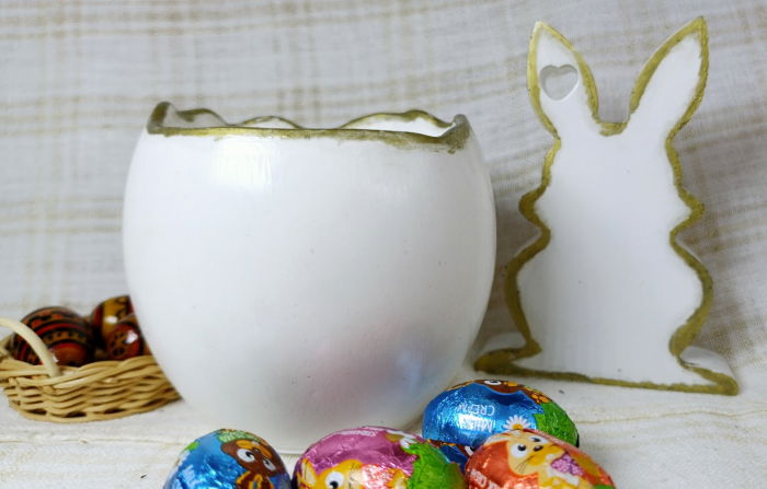 Ou alba cu lumanare alba din ceara de soia + iepuraș din ceramică handmade [5]