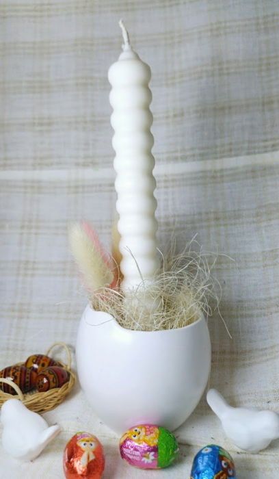 Ou din ceramica handmade + lumanare alba din ceara de soia [1]