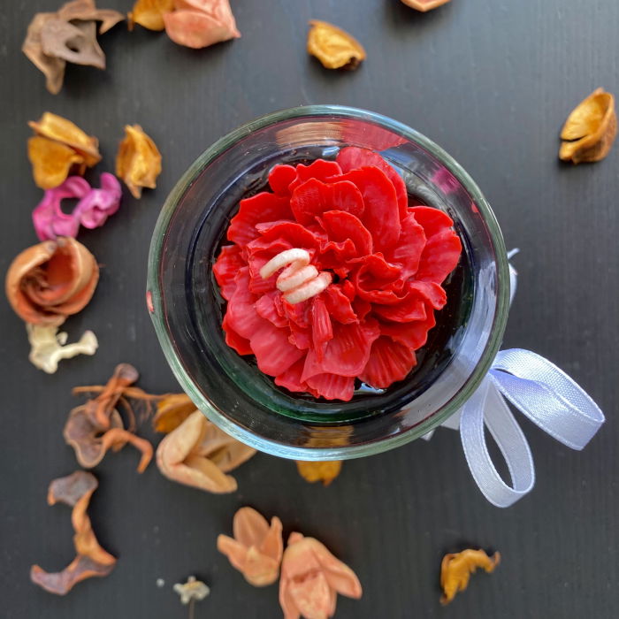 Lumanare parfumata, " Trandafir elegant ", in pahar  de sticla vintage. [4]