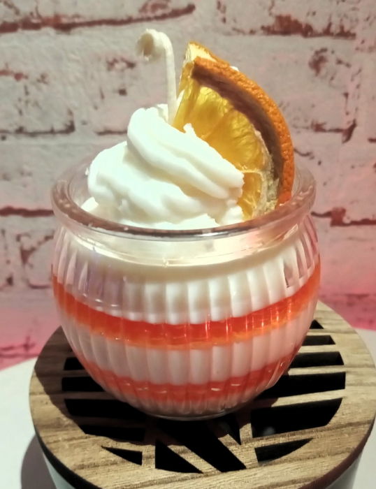 Lumanare parfumata, " Desert de portocale ", in pahar  de sticla vintage. [2]