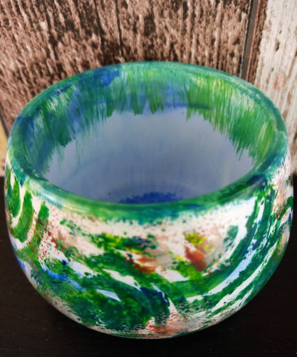 Recipient  -  " green bowl", pictat manual, din ceramica. [2]