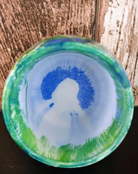 Recipient  -  " green bowl", pictat manual, din ceramica. [4]