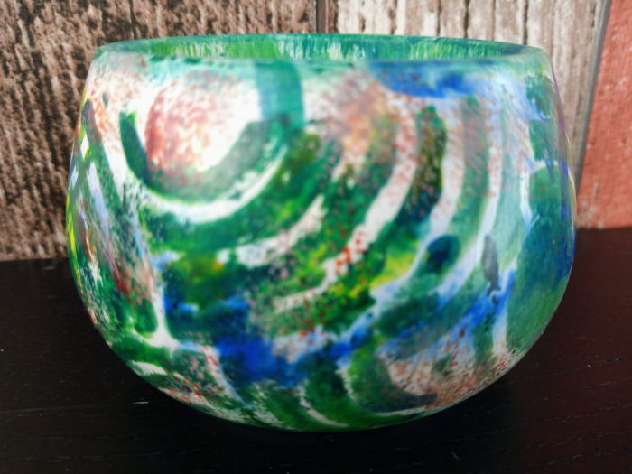 Recipient  -  " green bowl", pictat manual, din ceramica. [5]