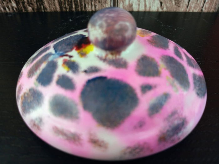 Recipient rotund  - "marbled pot",  pictat manual, din ceramica, cu capac. [8]