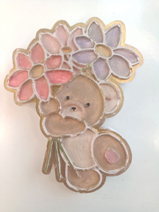 Magneți de frigider 'ursuleti', din ceramica, lucrati si pictati manual + magnet "iepuras", cadou [4]