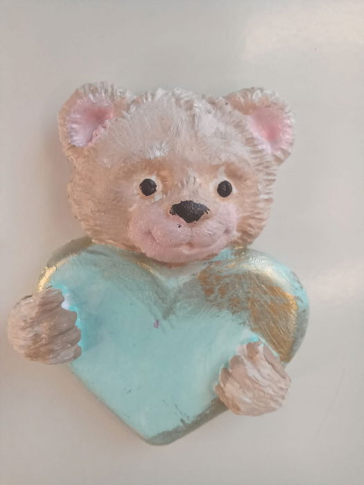 "Magneți de frigider din ceramica, "ursulet cu inimoare", lucrati si pictati manual. [3]