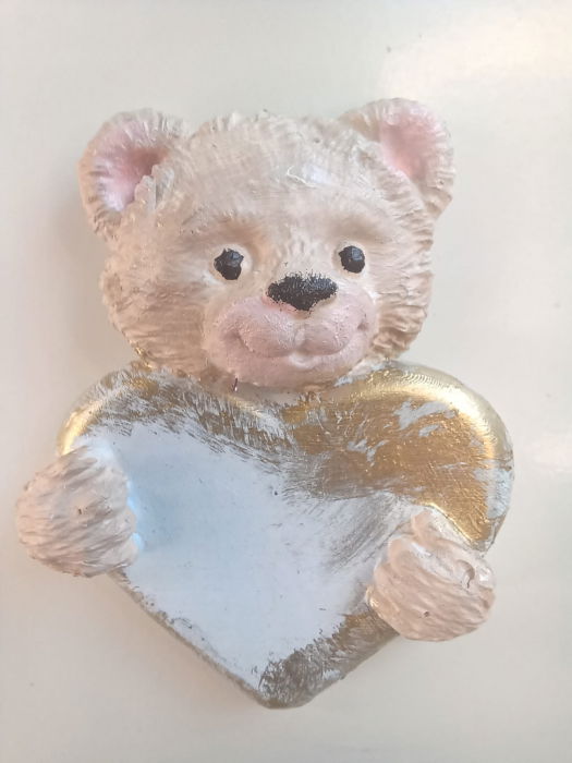 "Magneți de frigider din ceramica, "ursulet cu inimoare", lucrati si pictati manual. [2]