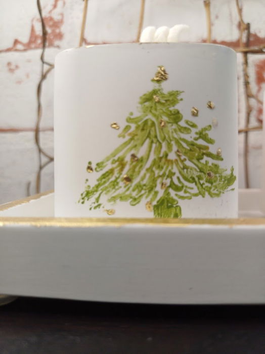 Set decorativ - trei lumanari din ceara de soia turnate in pahare de ceramica plus suport dreptunghiular din ceramica. [18]