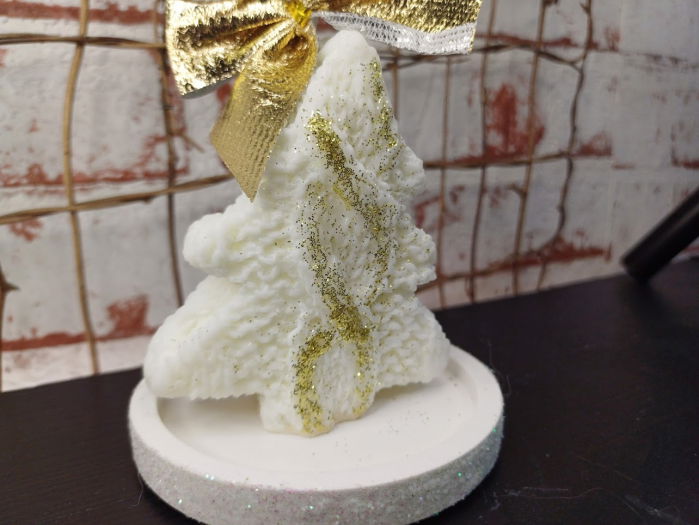 Set decorativ  Craciun - lumanare bradut plus suport ceramic. [7]