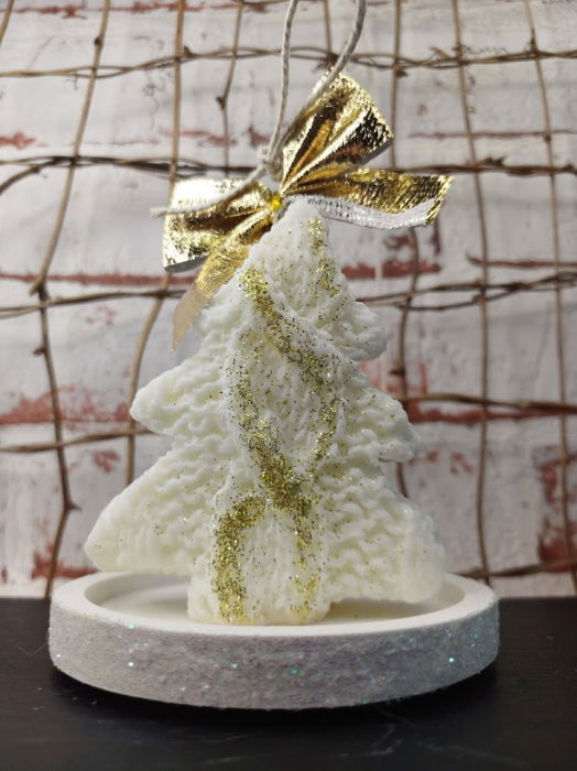 Set decorativ  Craciun - lumanare bradut plus suport ceramic. [1]